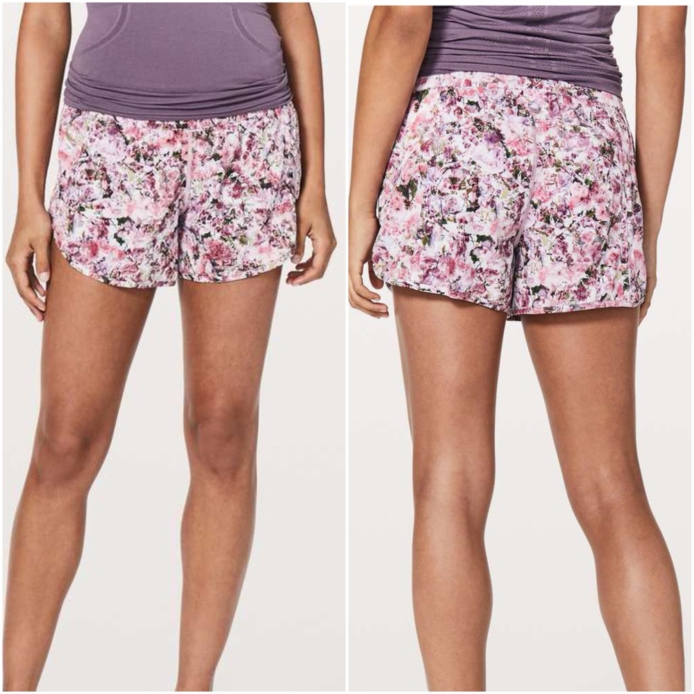 Lululemon tracker shorts V 4” floral blossom spirtz athletic run pink 6 W7AHVS